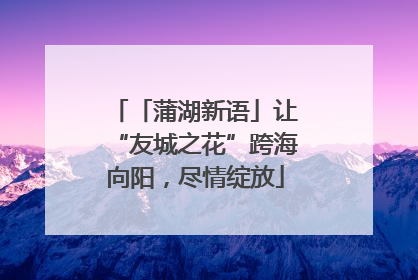 「蒲湖新语」让“友城之花”跨海向阳，尽情绽放