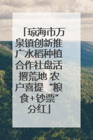 琼海市万泉镇创新推广水稻种植合作社盘活撂荒地 农户喜提“粮食+钞票”分红