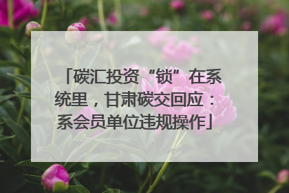 碳汇投资“锁”在系统里，甘肃碳交回应：系会员单位违规操作
