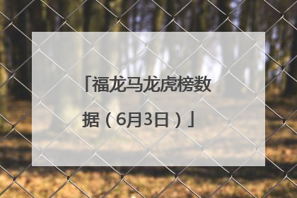福龙马龙虎榜数据（6月3日）