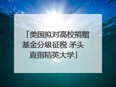 美国拟对高校捐赠基金分级征税 矛头直指精英大学