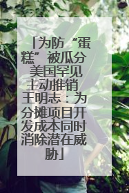 为防“蛋糕”被瓜分 美国罕见主动推销 王明志：为分摊项目开发成本同时消除潜在威胁