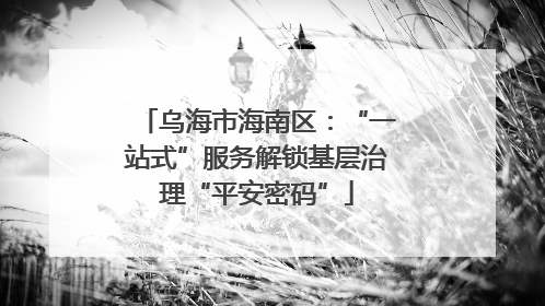 乌海市海南区：“一站式”服务解锁基层治理“平安密码”