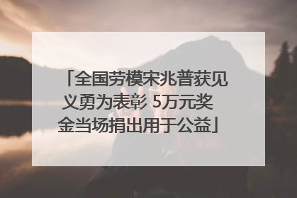 全国劳模宋兆普获见义勇为表彰 5万元奖金当场捐出用于公益
