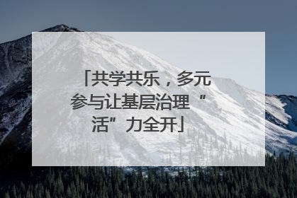 共学共乐，多元参与让基层治理“活”力全开