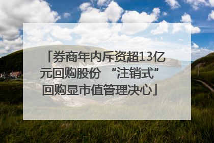券商年内斥资超13亿元回购股份 “注销式”回购显市值管理决心