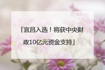 宜昌入选！将获中央财政10亿元资金支持