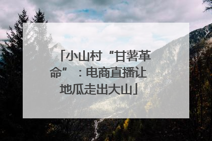 小山村“甘薯革命”：电商直播让地瓜走出大山