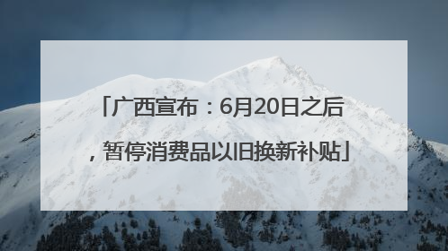 广西宣布：6月20日之后，暂停消费品以旧换新补贴