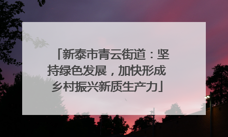 新泰市青云街道：坚持绿色发展，加快形成乡村振兴新质生产力