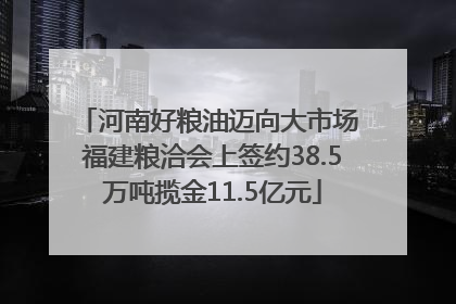 河南好粮油迈向大市场 福建粮洽会上签约38.5万吨揽金11.5亿元