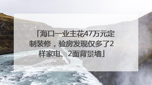海口一业主花47万元定制装修，验房发现仅多了2样家电、2面背景墙