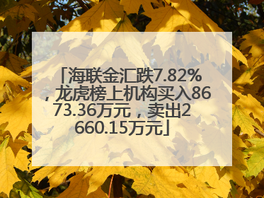 海联金汇跌7.82%，龙虎榜上机构买入8673.36万元，卖出2660.15万元