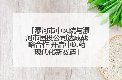 漯河市中医院与漯河市国投公司达成战略合作 开启中医药现代化新赛道