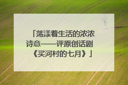 荡漾着生活的浓浓诗意——评原创话剧《买河村的七月》