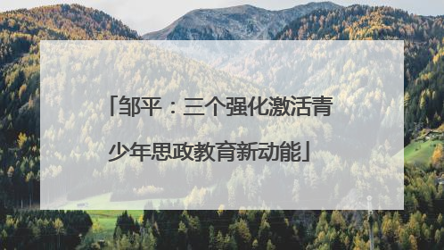 邹平：三个强化激活青少年思政教育新动能
