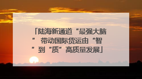 陆海新通道“最强大脑” 带动国际货运由“智”到“质”高质量发展