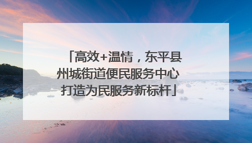高效+温情，东平县州城街道便民服务中心打造为民服务新标杆