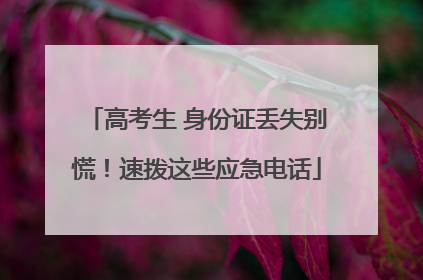 高考生 身份证丢失别慌！速拨这些应急电话