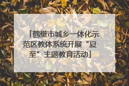鹤壁市城乡一体化示范区教体系统开展“夏至”主题教育活动